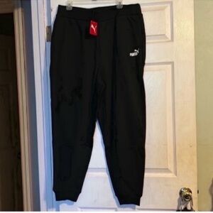 Puma Black Track Pants with Tapered Leg and Elastic Cuffs